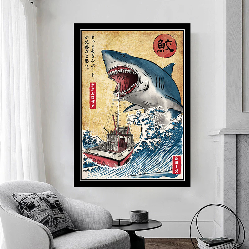 Jaws Posters  Shark Canvas Pai - Sustainable Living Eco Friendly ulasan dan harga
